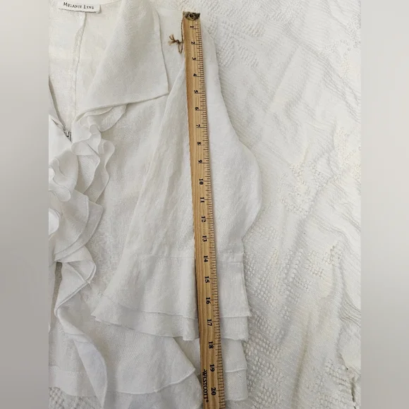 White Ruffled Linen Blouse - Picture 6 of 8